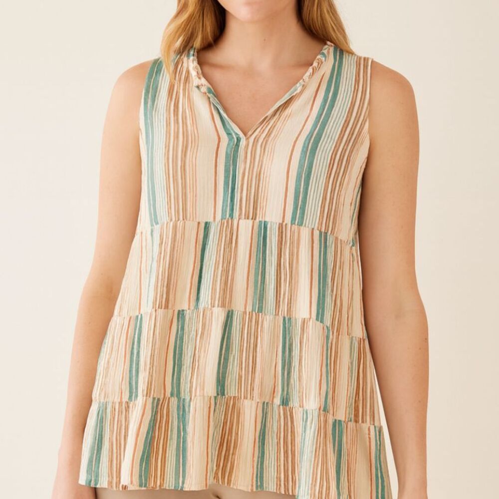 J. Jill Striped Tiered Sleeveless Tunic Size Medium Petite